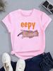Eepy Cat Design Printed Funny T Shirts pure cotton Unisex and Women Tshirt 2026 Summer Spring Casual Top Tee Shirt