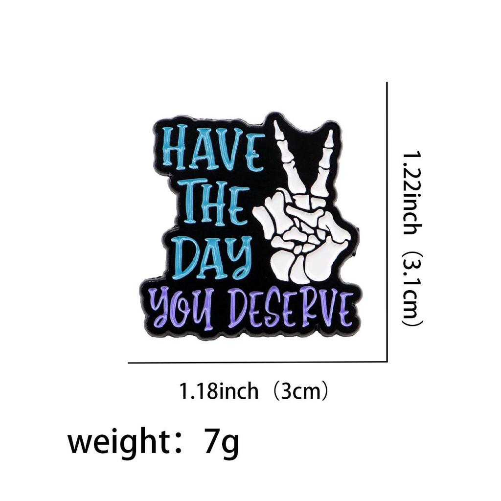 Motivational Cartoon Medal: Creative Metal Brooch with English Lettering for Clothing Accessories