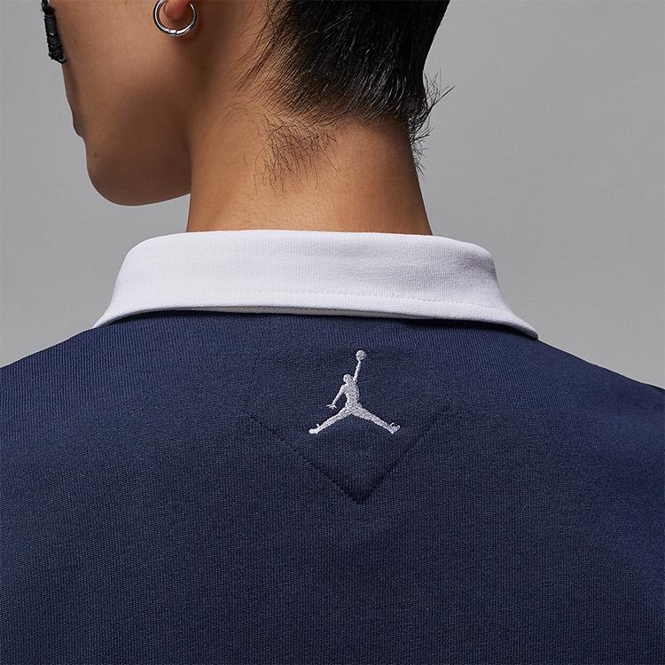 Jordan Comfortable Skin-Friendly Loose Long Sleeve Polo Shirt Women Tops Navy-Blue FV7183-410