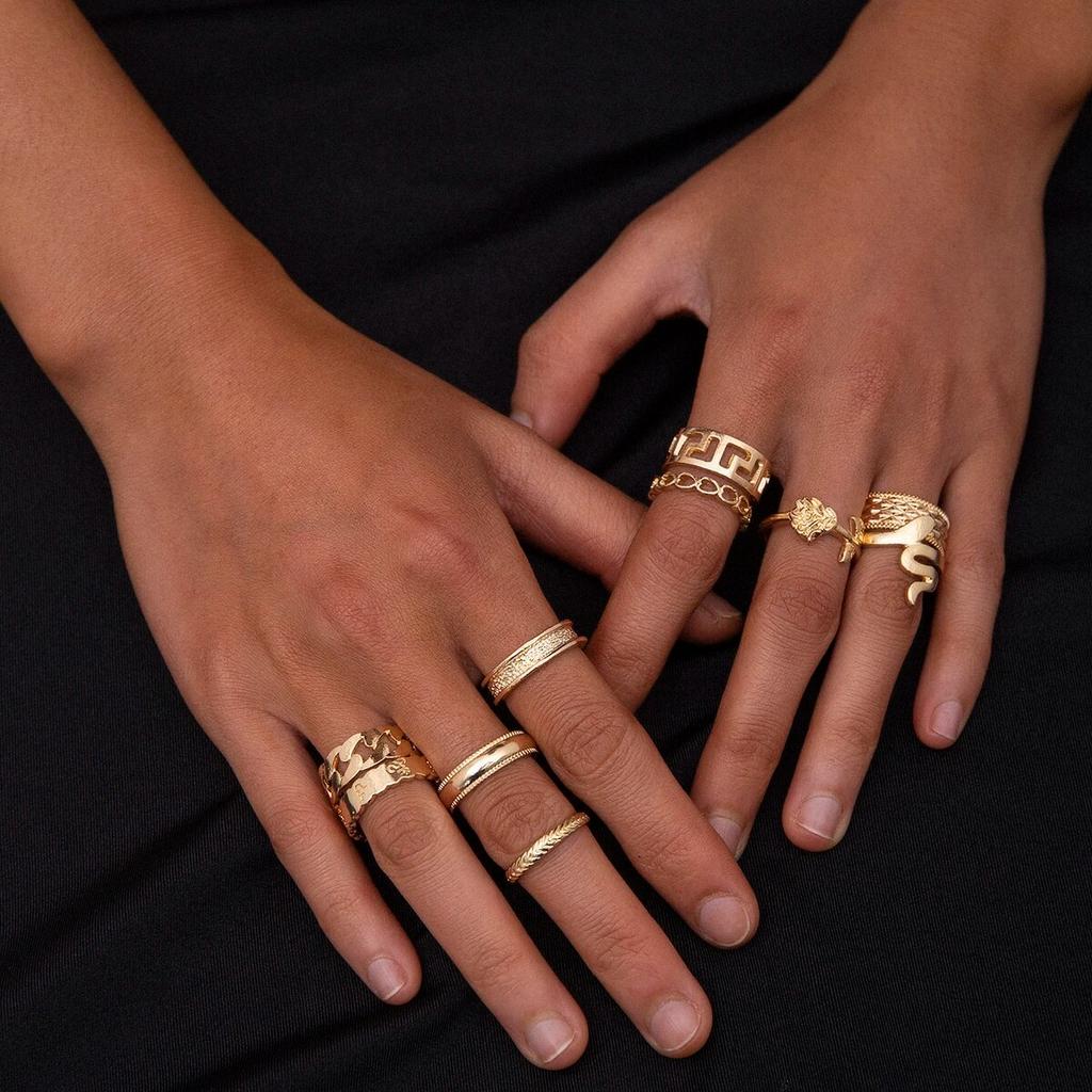 Punk 3pcs/set Chunky Irregular Cuff Rings for Women Geometric Adjustable Open Finger Nail Rings Fashion Statement Jewelry Girls
