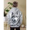 Kapuzensweatshirt für Jungen mit Wolfsmuster im 3D-Druck, lässige Alltagskleidung für Frühling und Herbst