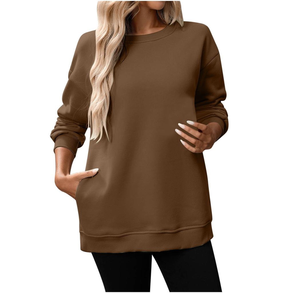 Women Winter Tops Women's Long Sleeve Sweatshirt Casual Crewneck Loose Fit Pollover Fleece Tops