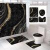 Bathroom Marble Pattern Abstract Art Four-Piece Toilet Three-Piece Shower Curtain