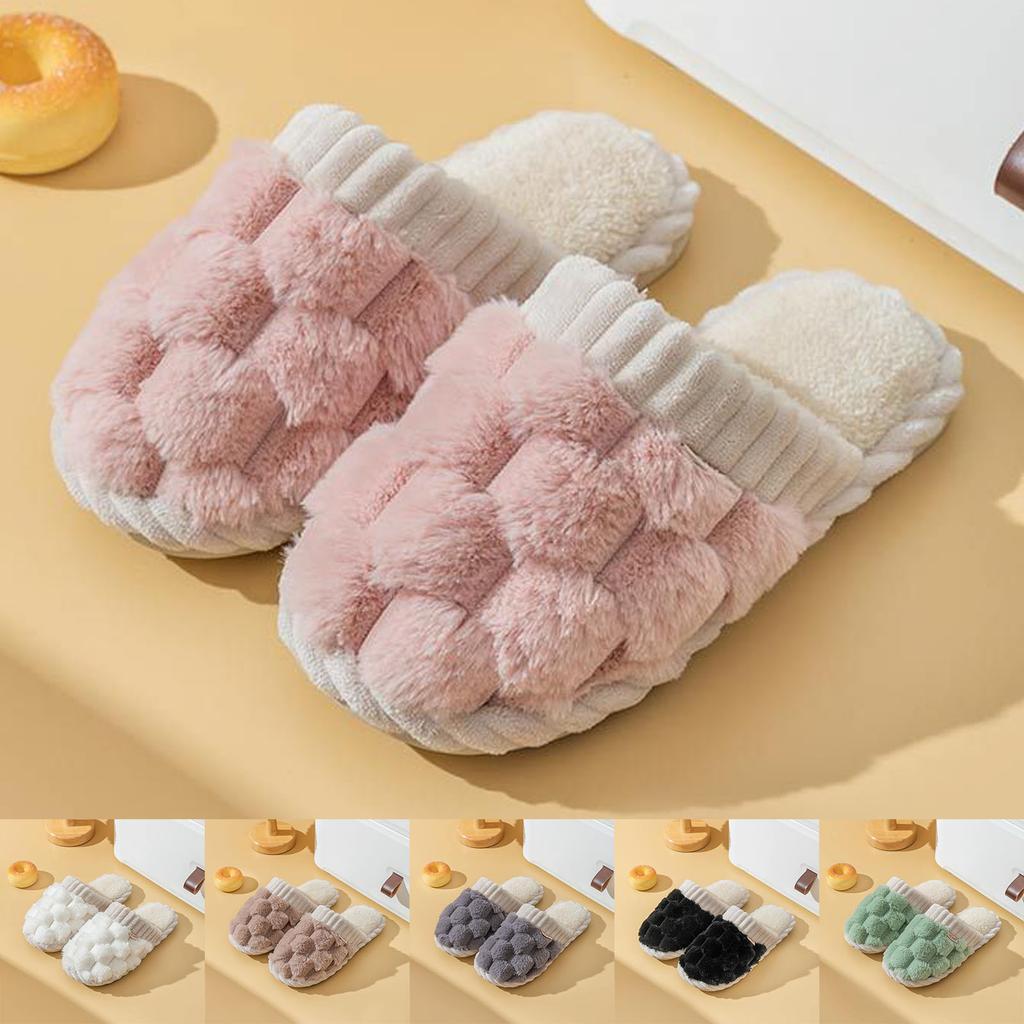 Plush Suede Top Unisex Home Cotton Slippers Fashionable And Casual Silent Soft Soled Slippers Womens Ballerina Slippers