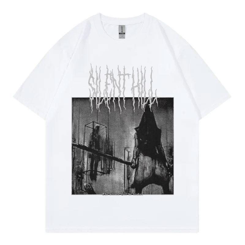Silent Hill 2 Game Graphic T Shirts Men Women Gothic Vintage Short Sleeve Tshirt High Quality Fashion Oversized Cotton Tshirts