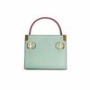 Tory Burch Lee Radziwill Double Layer Leather Tote Mini Women handbags Light-Blue 84567-331