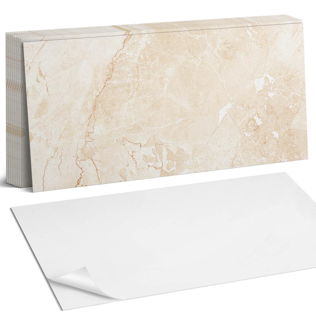 Decorative Vinyl Wall Tiles with Elegant Marble Pattern Print 10x40x20 cm