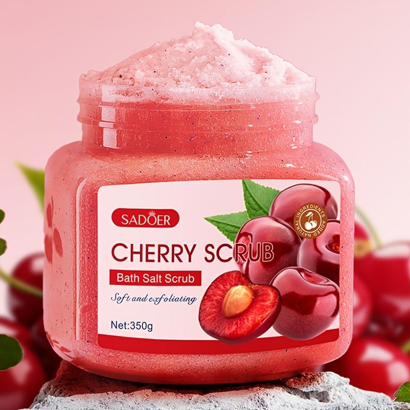 350g SADDER Kirsch Badesalz Peeling - Hypoallergenes Feuchtigkeitsspendendes Zuckerpeeling für Trockene & Fahle Haut, Tiefenreinigung der Poren, Unisex-Erwachsene