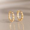 18K Gold Plated Stainless Steel White Zircon Water Drop Ear Studs for Women - Classic Style