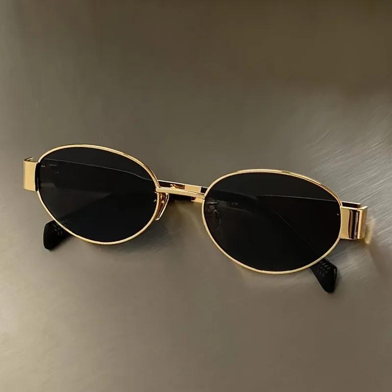 Retro Metallrahmen Pilot Oval Sonnenbrille Damen Herren Markendesigner Vintage Runde Sonnenbrille Luxus 90er Grüne Gläser Shades Männlich
