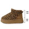 Mode 2025 Winter Leopard Schneestiefel für Damen Slipper Kurzer Plüsch Warm Knöchelstiefel Frau Mode Wildlederimitat Plateau Stiefeletten Weiblich