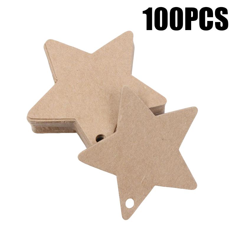 100PCS Kraft Paper Star Shape Label Writable Blank Hanging Tag Decorative Marking Card 3 Colors Available Gift Package Props ZYF