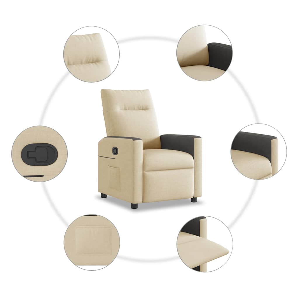 Cream Fabric Recliner Chair