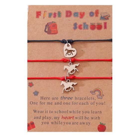 

3 шт. веревочные браслеты с подвеской в ​​форме лошади, легкий регулируемый браслет дружбы для мужчин и женщин