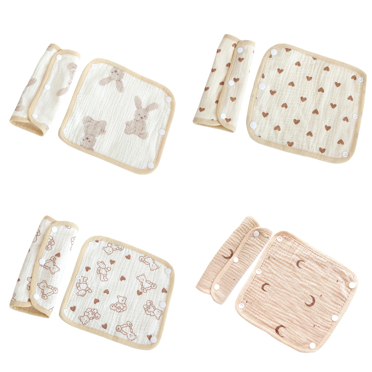 

Utsukusi Baby Carrier Drool and Chest Pad Cotton Great for Baby Shower Set Cover, Cover, Set, 4-Ply Gauze, Soft, Unisex, Outings, Gift, 8-Piece