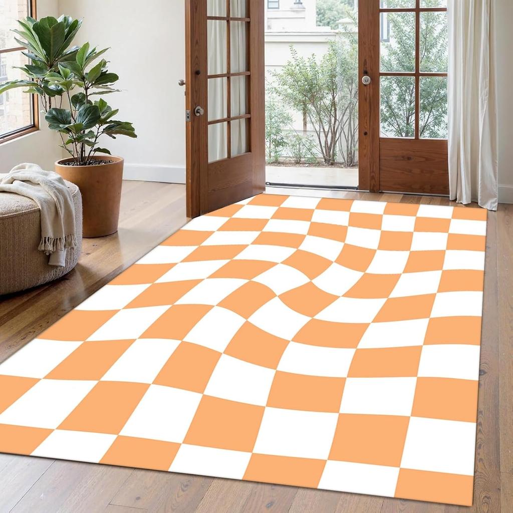 Washable Checkered Rug Classic Black and White Area Rug Super Soft Carpet for Bedroom Living Room Kids Room Dorm Home Decor