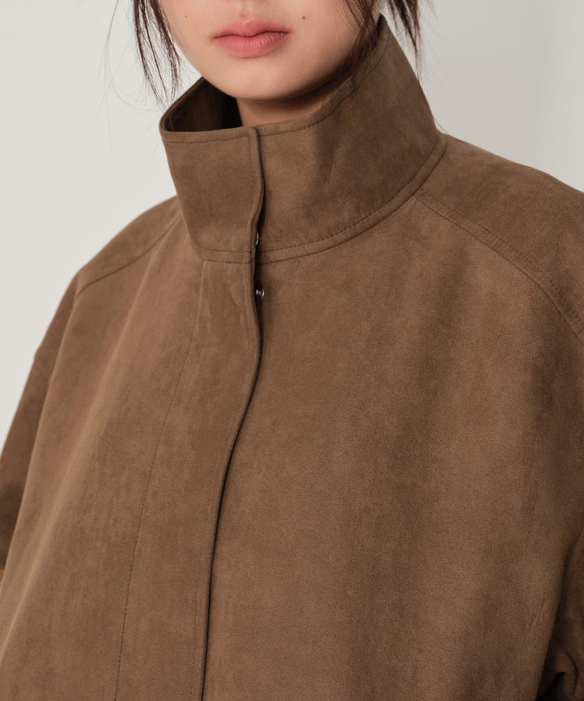 Musinsa Standard Woman Women'S Synthetic Suede High-Neck Blouson Jacket [Light Brown]