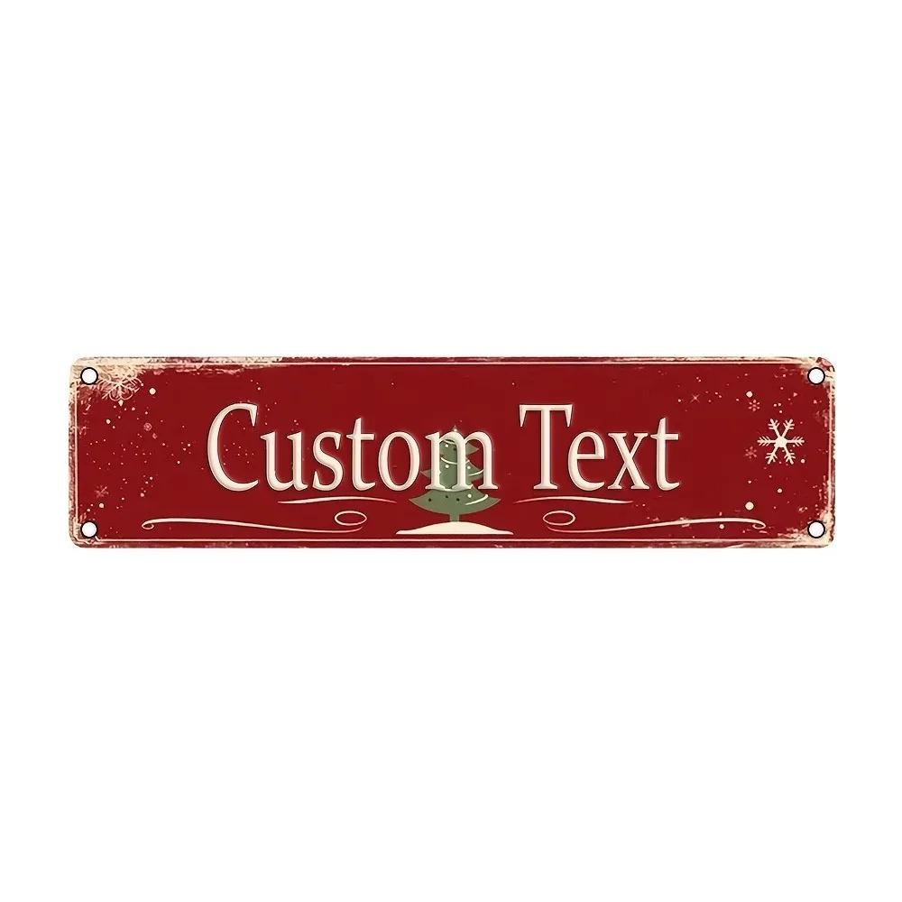 16x4In 2D Flat Classic Santa Aluminum Sign Custom Text Christmas Wall Decor