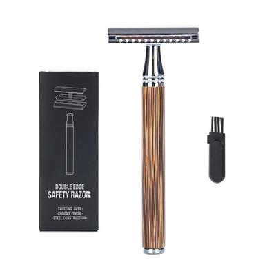 Vintage  Shaver Stainless Steel Double-sided Blade Bamboo Handle Manual Safety Blade Shaver