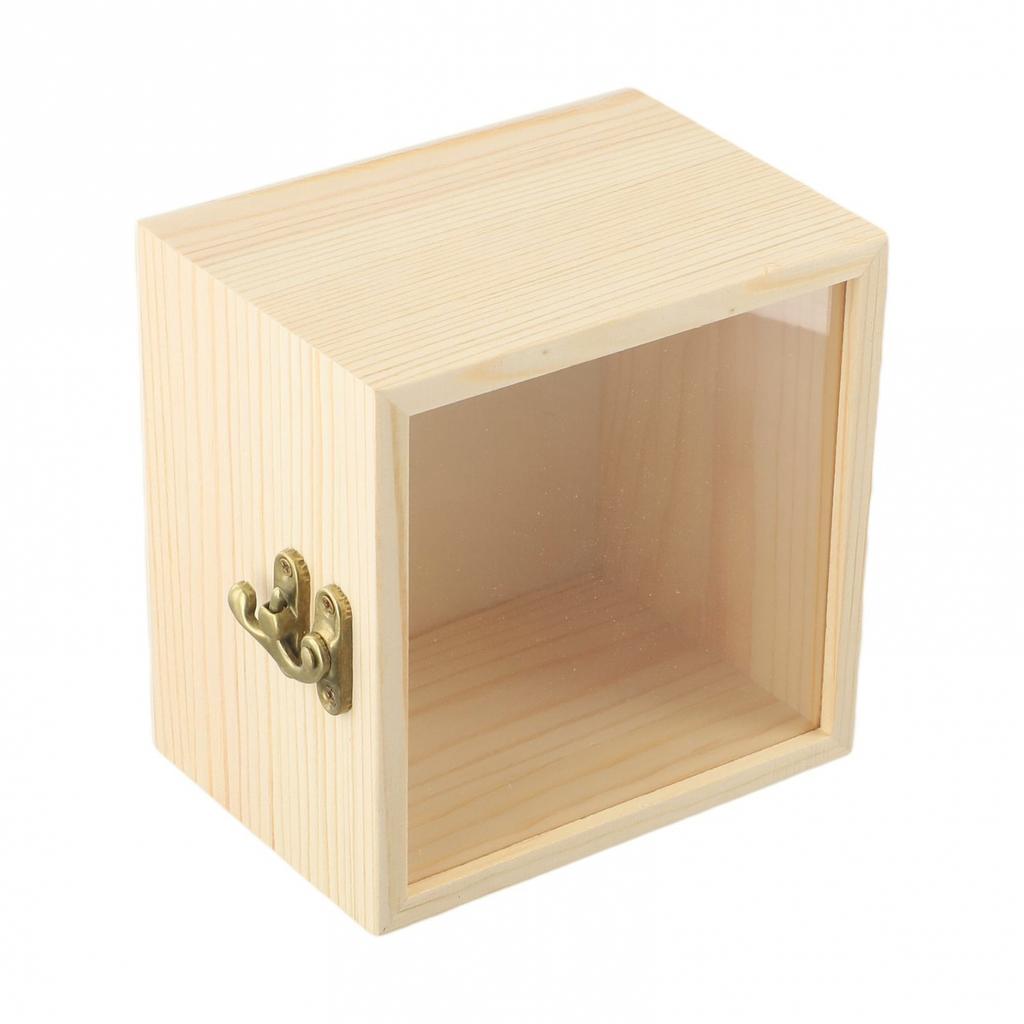 1 Pc Wooden Square Hinged Storage Boxes Craft Storage Container Dust Jewelry Box