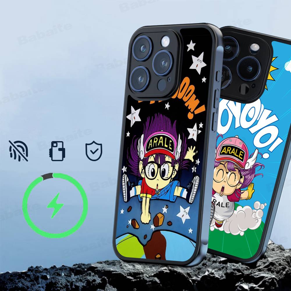 Cartoon Dr Slump Arale Black For Magnetic Phone Case For IPhone 16 15 17 Pro Max 11 12 13 14 Plus Cover