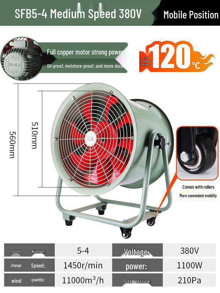 220V Portable Industrial Axial Ventilator: Confined Space Exhaust and Household Blower