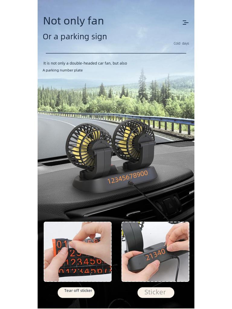 Adjustable Dual-Head Mini Car Fan for Summer