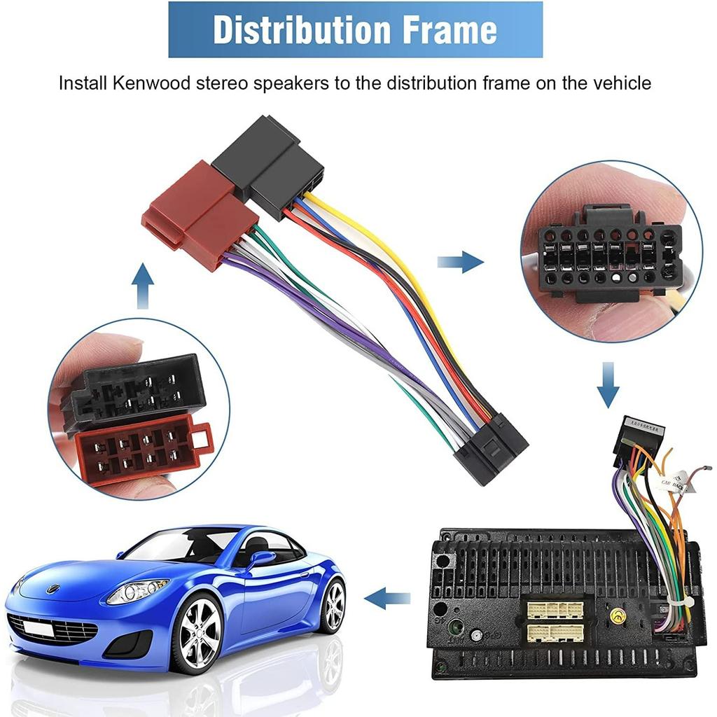 ISO Radio Adapter, 16 Pin ISO Wiring Harness Connector,Car Radio Wiring Harness Adapter Cable,Car Stereo Connector,Impedance Converter Compatible