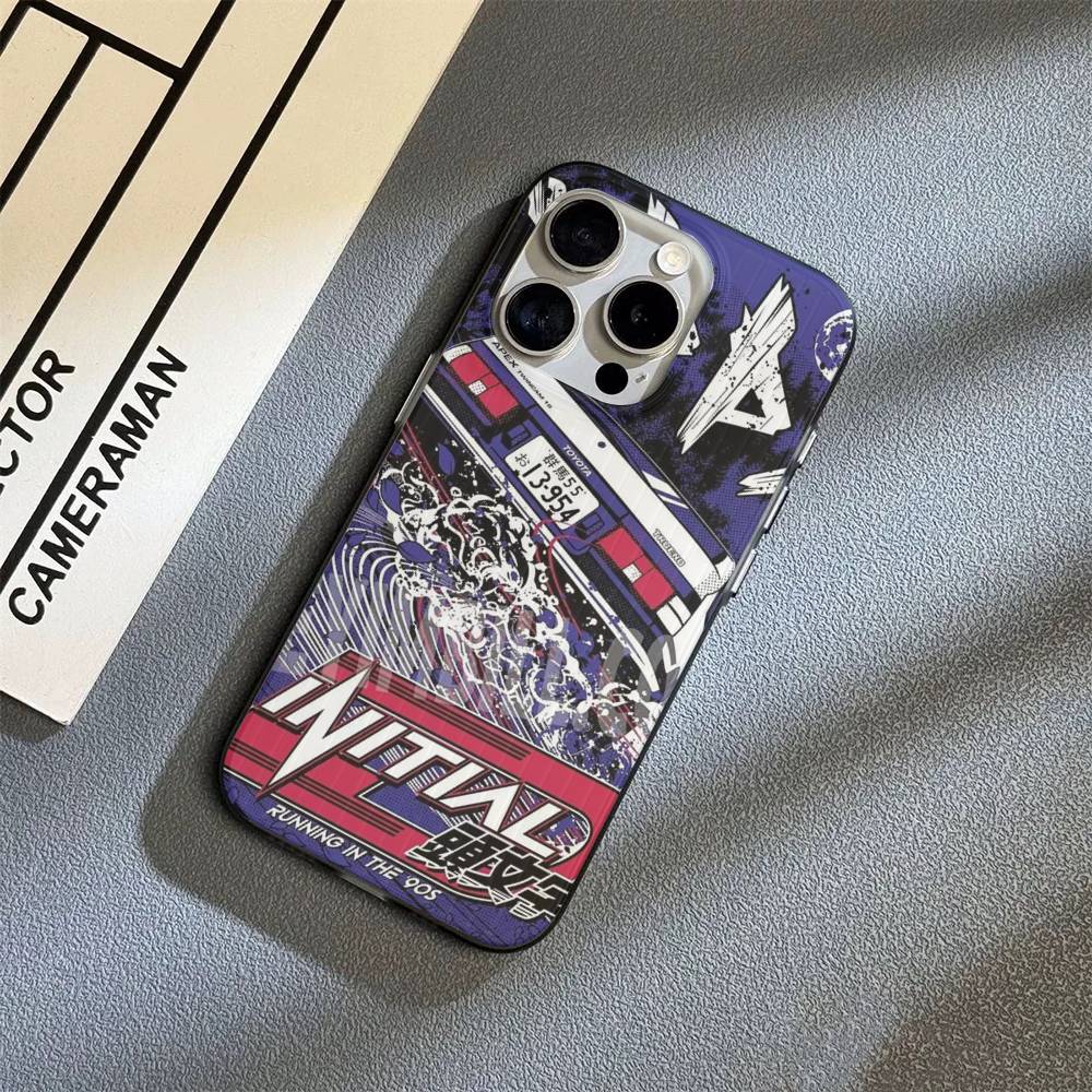 Racing Anime Initial D For IPhone 16 15 11 12 13 14 17 Pro Max PLUS Pro Soft Corrugated Silicone Back Phone Case