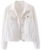 Women's Plus Size Studded Rhinestone Denim Jacket with Pearl Beading