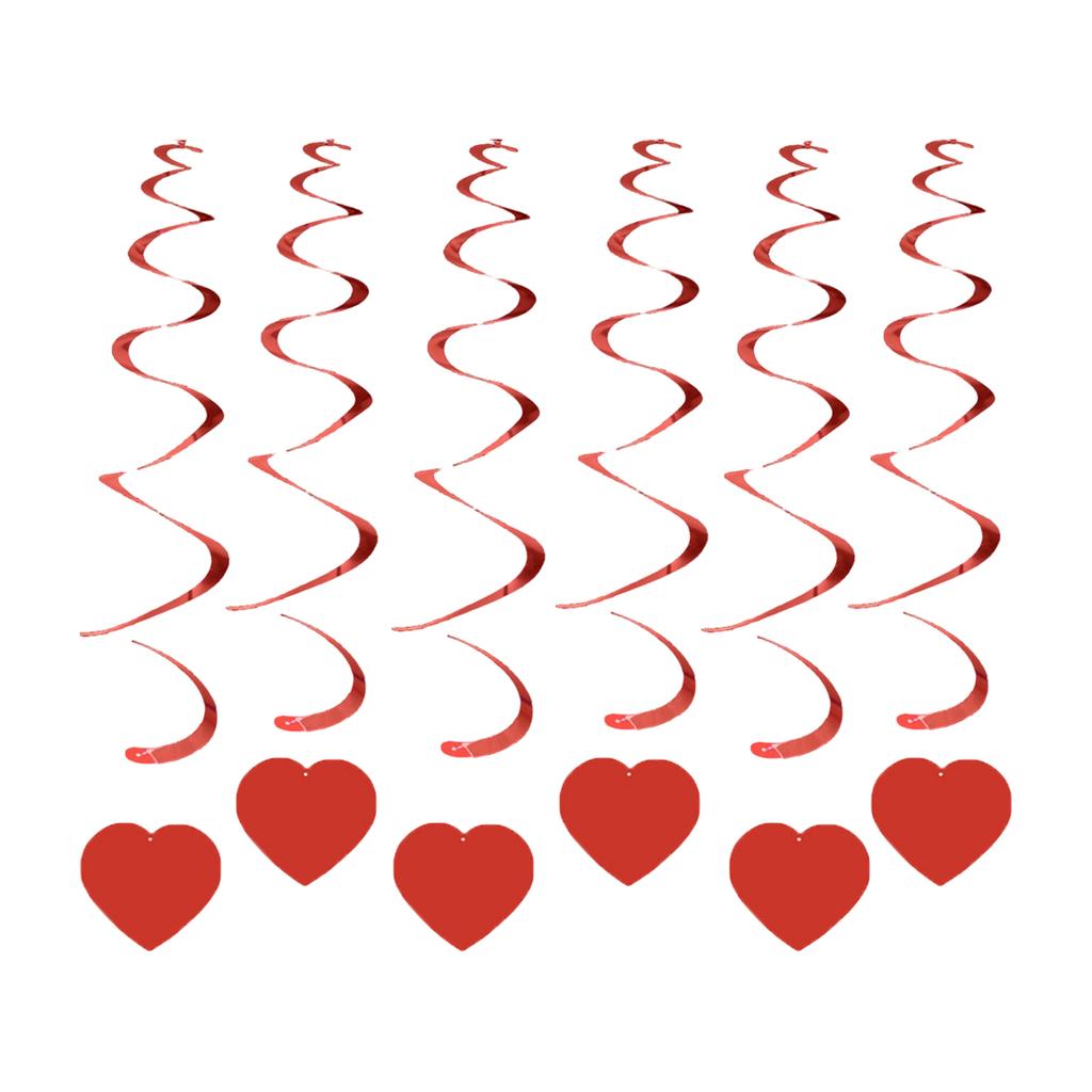 PVC Spiral Party Heart Ornaments, Aluminum Foil Heart Pull Flower Plastic Ceiling Decorations