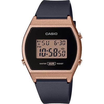 Casio Relógio Digital Feminino Padrão Casio BOX Overseas Modelo Preto x Ouro Rosa LW-204-1A [Item]