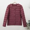 Women's Crew Neck Long Sleeve Slim Fit Lightweight Puffer Coat Short Down Jacket