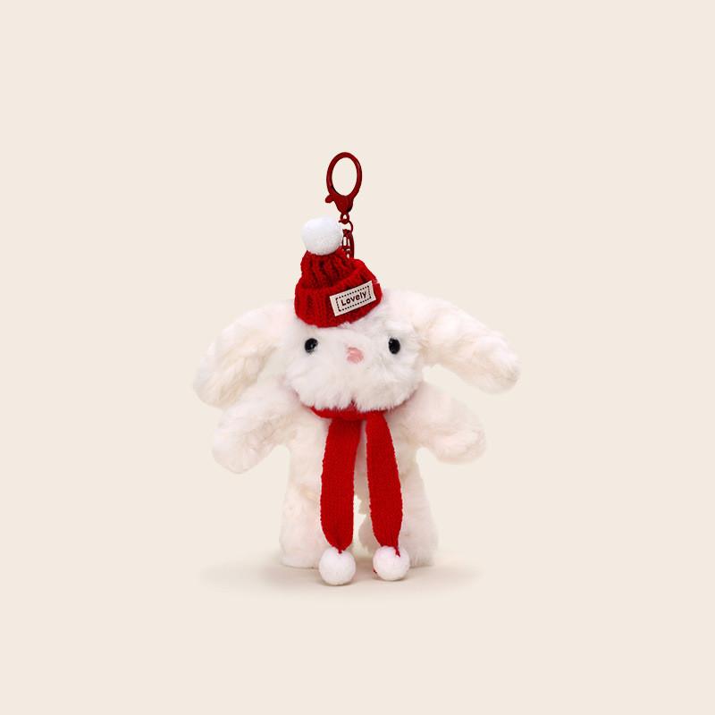 

Adorable Plush Jinnew Rabbit Keychain Doll With Scarf For Gift And Key Decor красный
