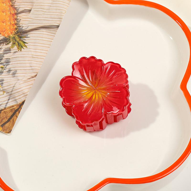 Gradient Flower Hair Claw Clip Sweet Cute Shark Clip Hair Accessories Floral Hair Claws Colorful Hairpins Accessories