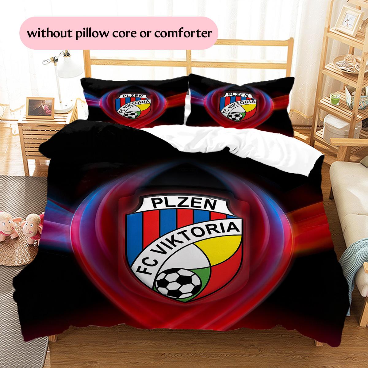 

FC Viktoria Plzeň Pattern Bedding Quilt Set Home Decoration Gift (1 * duvet cover + 2 * pillowcase without core) 135x200cm