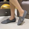 Fabric Pointed Pointed Women's Shoes  Spring New Low Top Low Heel Flat Shoes V Mouth Mid Mouth Lazy Women's Casual Shoes