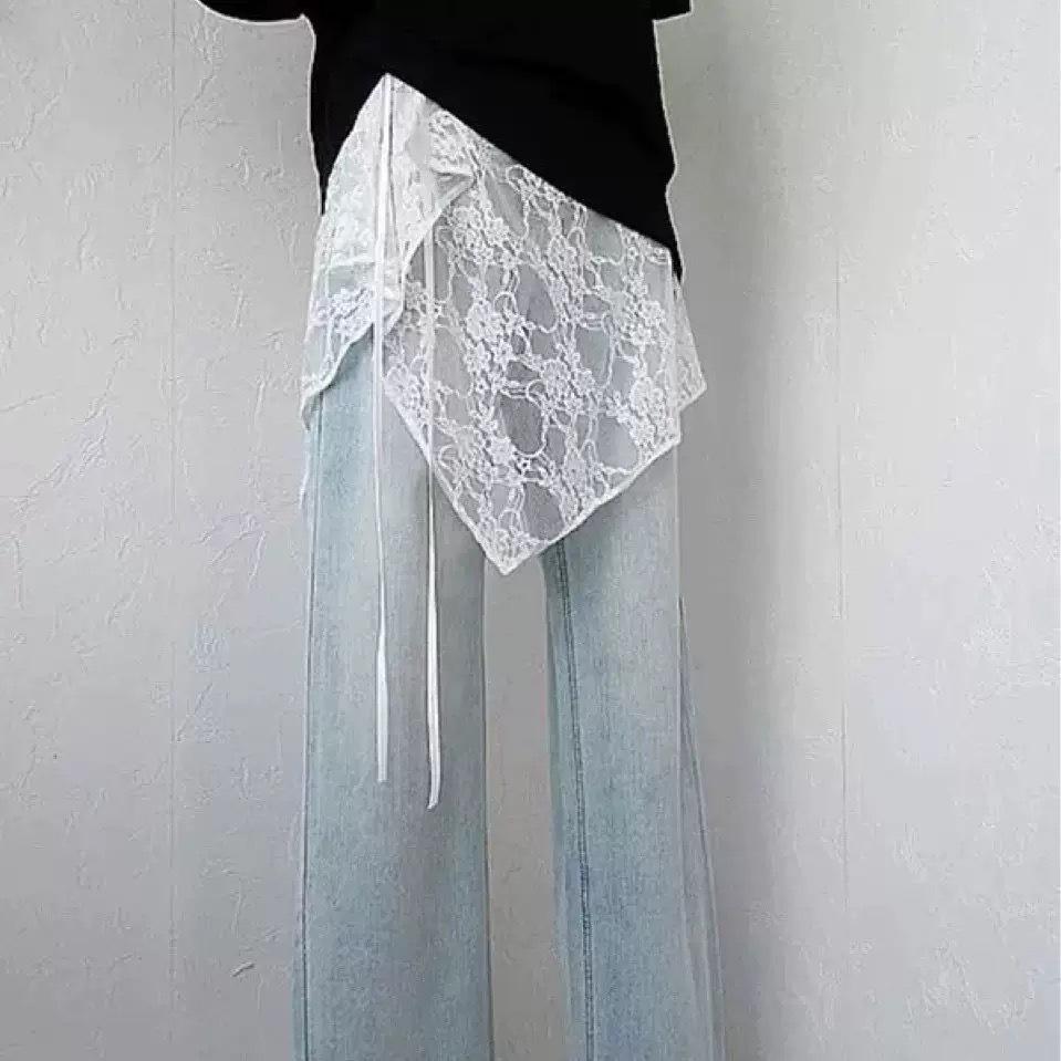 Jupe élégante en gaze de dentelle style coréen 2025 avec attache polyvalente et design irrégulier