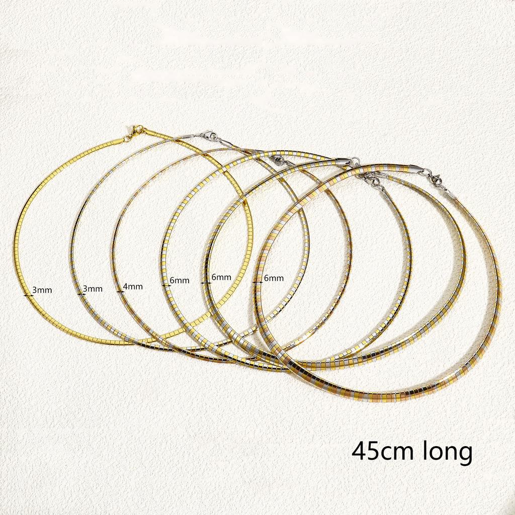 1 Piece 304 Stainless Steel Chain Collar Neck Ring Necklace For Women Men Golden/Silvery Punk Jewelry 45cm(17 6/8") Long