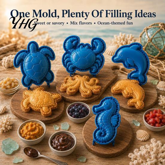 Decorative Biscuit Molds for Snacks Marine Animal Mini Pie Mold, Durable Non-stick Reusable Dough Cutter, Easy Operation Meat Maker Hand Press