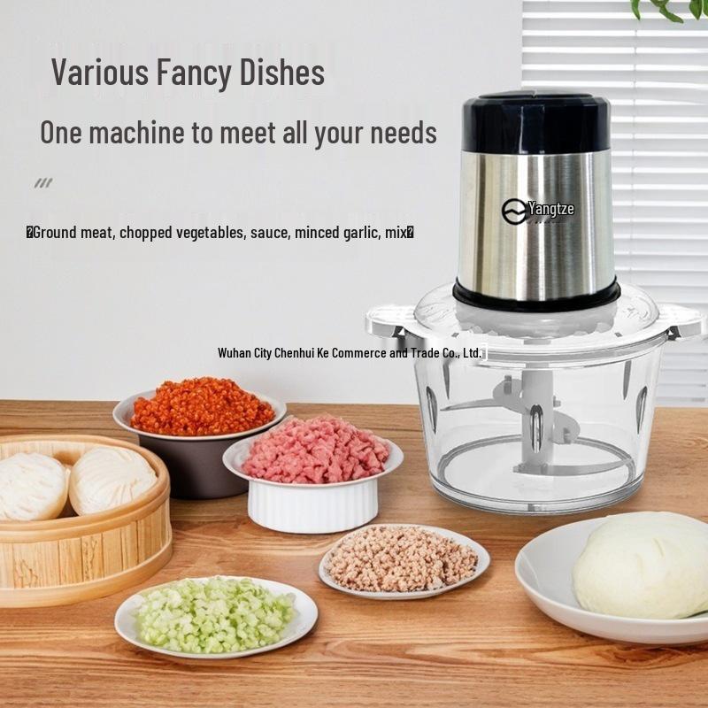 2L Electric Meat Grinder & Food Processor - Efficiently Minces Meat, Garlic Paste, and Dumpling Filling.