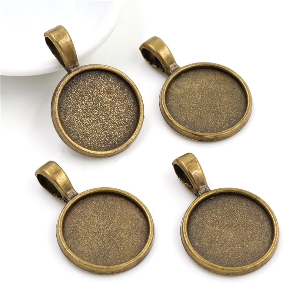 10pcs 18mm Inner Size Alloy Pendant Cabochons Blank Base Setting Bezel Tray DIY Jewelry Making Accessories Findings for Necklace