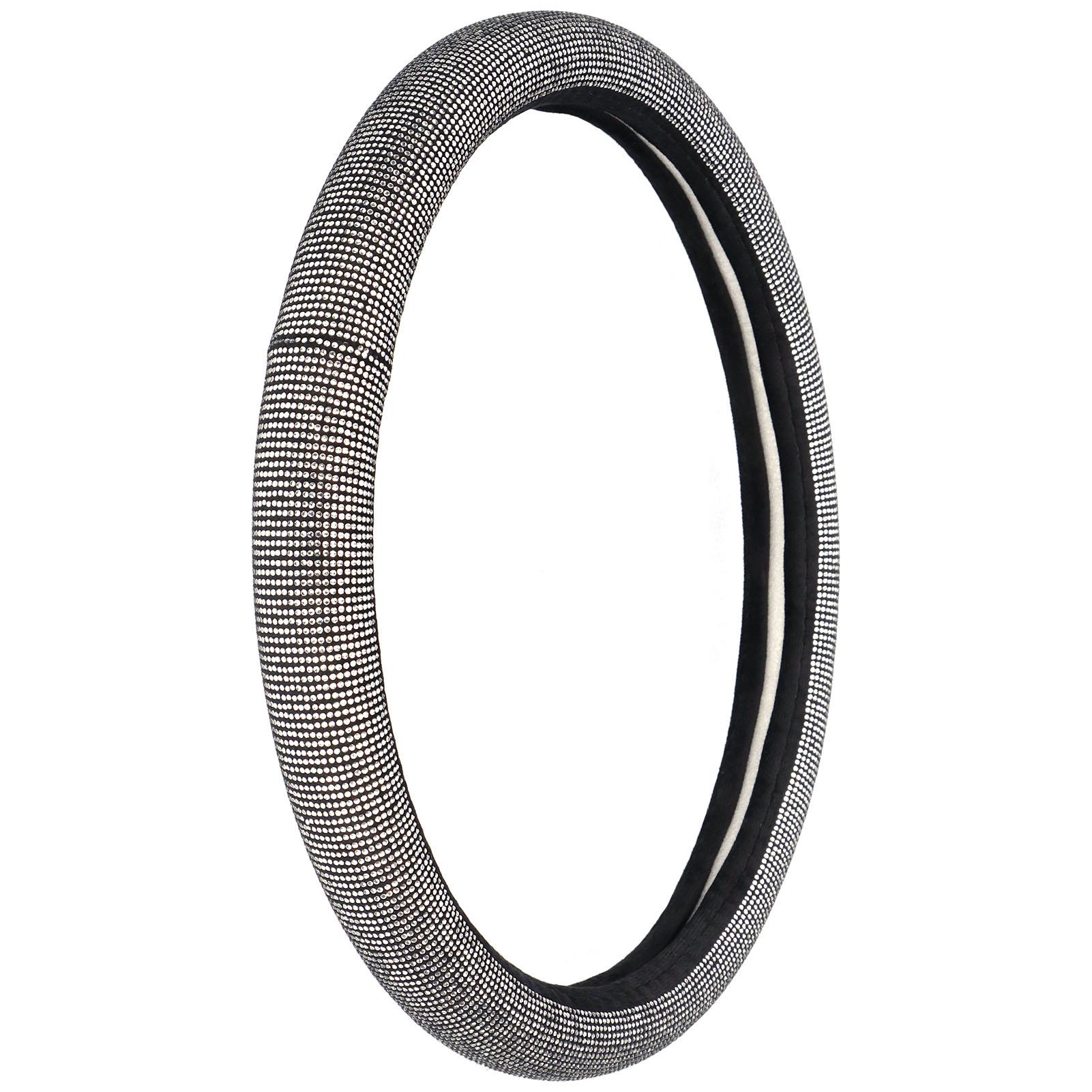 

Steering Wheel Cover Rhinestone Artificial Leather Universal 14.5‑15in Decoration for Woman Girl