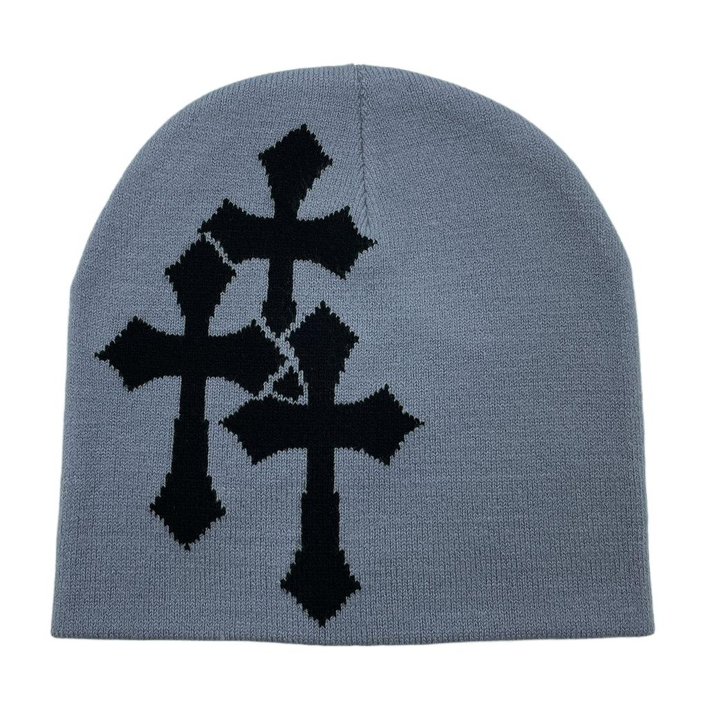 Fashion Cross Beanie Hat for Women Men Comfortable Knitted Hat Pullover Cap Winter Autumn Skull Cap Adult Y2K Headdress