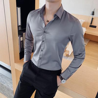 Langarmhemden für Männer Business Formal Wear Slim Fit Shirt