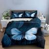Blue Butterfly Decorative Set Bedding Set With 1 Duvet Cover 2 Pillowcases Single Double King Queen, Gift