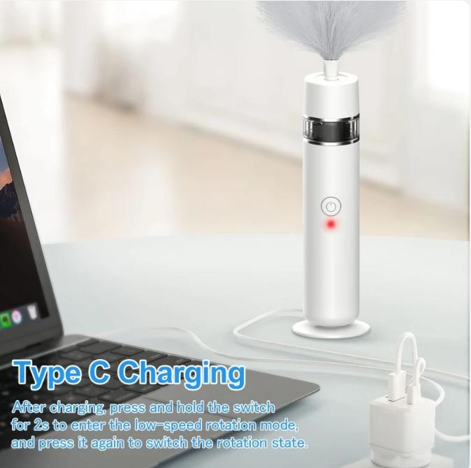 Plumero eléctrico giratorio de 360°, ajustable, para limpieza de sofás, hogar, herramienta giratoria