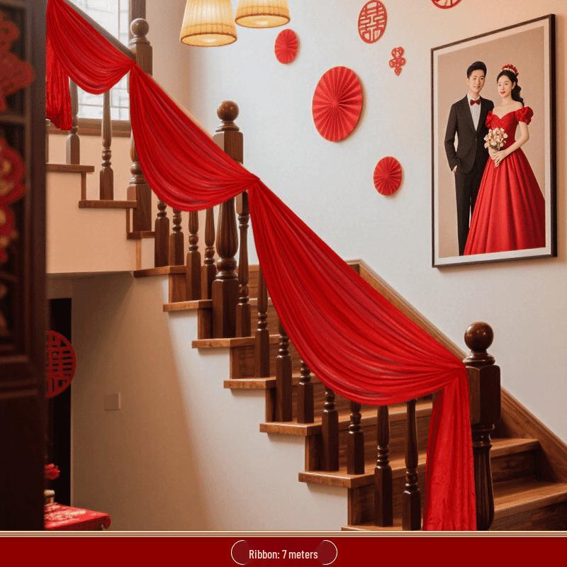 Large Red Hydrangea Wedding Decoration Set for Stairs and Rooms