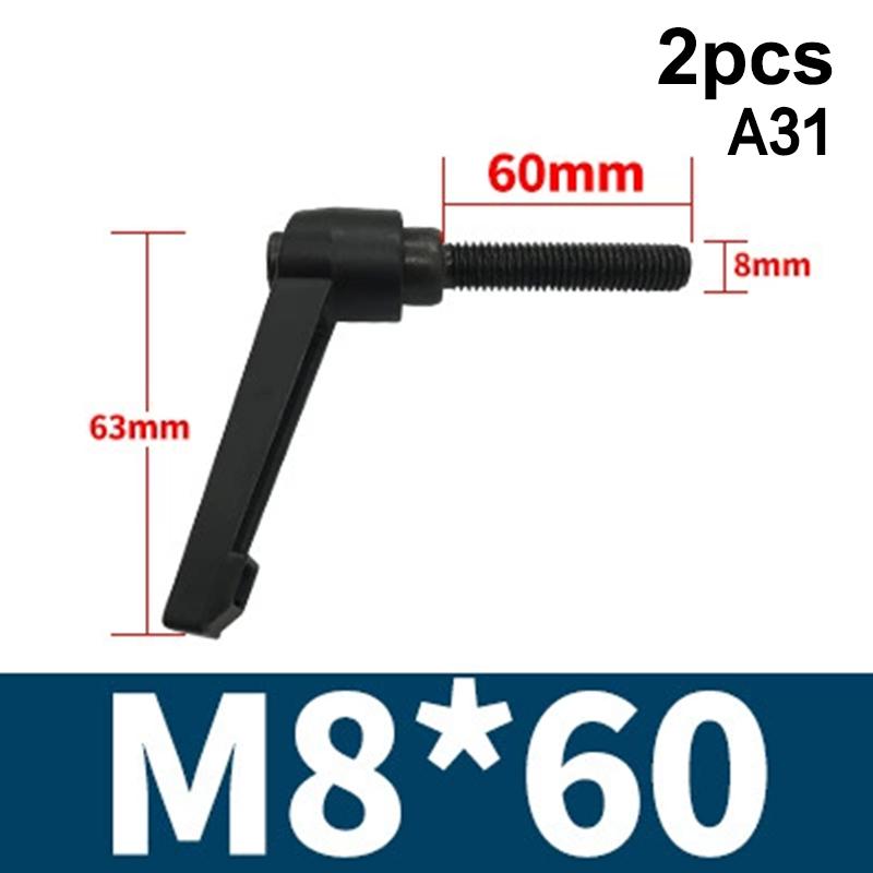 2Pcs M4 M5 M6 M8 Clamping Lever Machinery Adjustable 7-Shaped Handle Locking External Male Thread Knob