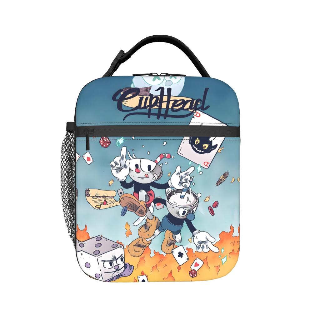 Custom Cupheads Lunch Bag Men Women Thermal Cooler Insulated Lunch Box for Student School